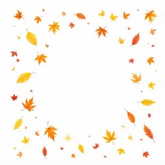 Autumn leaves scattered in vibrant orange and yellow colors  