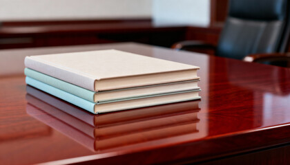 Stack of Hardcover Books with Pastel Covers on Wooden Desk – Minimalist Education Photography
