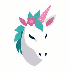 Obraz premium Whimsical unicorn head with floral accents