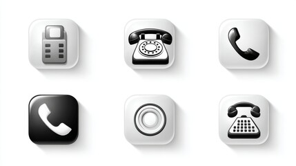 Set of phone and call icons, telephone symbols and communication vector graphics on white background