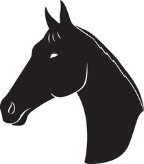 Horse head silhouette vector, black and white silhouette vector illustration