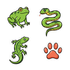 Collection of World Wildlife Day themed icons, including Frog, Snake, Lizard, Paw Print 