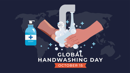 Global handwashing day flat illustration