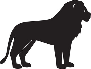 Black lion silhouette vector, black and white silhouette vector illustration