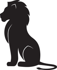 Black lion silhouette vector, black and white silhouette vector illustration