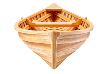 Detailed Wooden Rowboat Illustration Front View Nautical Transportation Equipment. Ai Generated Images