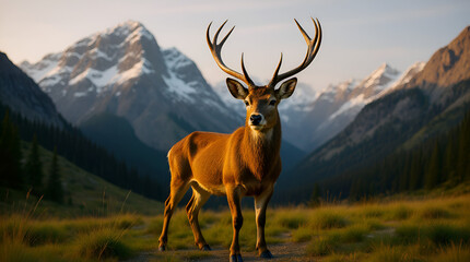Fototapeta premium deer in the mountains