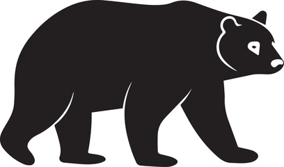 Black bear walking profile silhouette vector, black and white silhouette vector illustration