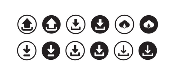 Download icon set, Download files icons vector,  Download button Collection, simple download icon isolated on white background, Vector lllustration EPS 10.