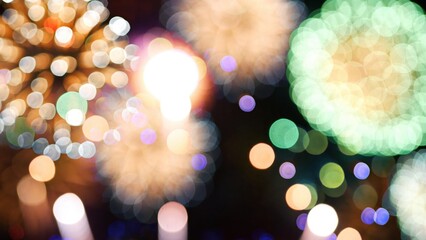 Blurred background Golden Firework celebrate anniversary happy new year 2025, 4th of july holiday...