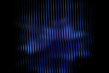 Abstract vertical lines of deep blue and purple light intertwine creating a mystical and ethereal aura on a dark background