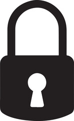 Black padlock with keyhole security protection silhouette vector, black and white silhouette vector illustration