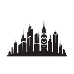 Fototapeta premium A sophisticated urban silhouette made up of simple, clean lines and symmetrical designs, Bulding Silhouette Icon set Vector Collection, vector illustration eps 10.