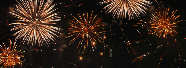 Banner Golden Firework celebrate anniversary independence day night time celebrate national...