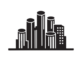   A creative, innovative skyline filled with tall, sharp, and imaginative building shape,  Bulding Silhouette Icon set Vector Collection, vector illustration eps 10.