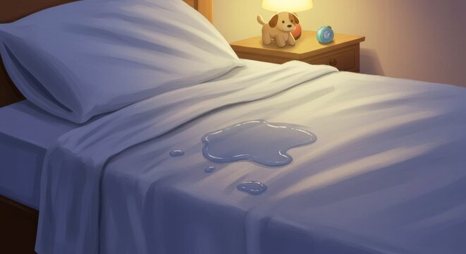 Illustration portraying bedwetting concept, representing pediatric urology challenges and children