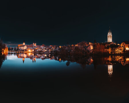 night view of Telč in czech republic