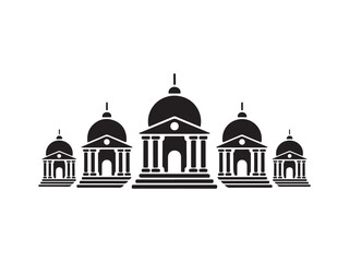 Futuristic Skyscraper Complex Icon  
Modern architectural skyline with abstract tower building silhouette,  vector illustration eps 10.
