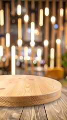 Wooden table top, blurred cafe interior