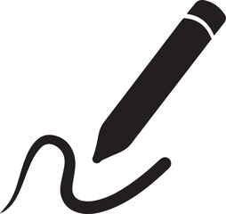 Black pencil drawing line writing stationery silhouette vector, black and white silhouette vector illustration