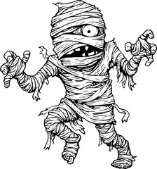 Fototapeta premium Eerie Mummy Silhouette, Wrapped in Mystery