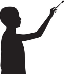 Person holding paintbrush silhouette vector, black and white silhouette vector illustration