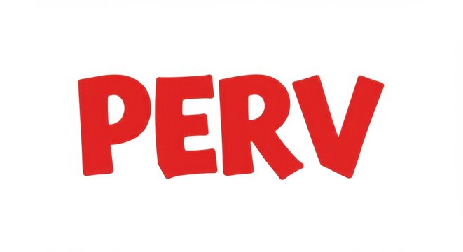 Brown childish drawing of the word perv on white background perfect for stickers or t-shirts