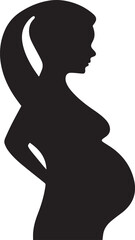 Pregnant woman silhouette with carved face halloween silhouette vector, black and white silhouette vector illustration