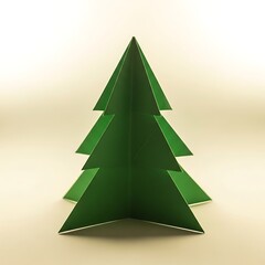 Fototapeta premium Green Paper Christmas Tree Origami Craft.