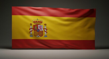 Obraz premium 3D rendering of the Spanish flag waving, showcasing national pride and identity for Spain and its