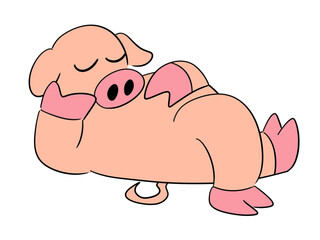 寝そべるブタのイラスト/Illustration of a lying pig