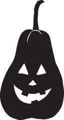 Black pumpkin silhouette with carved face halloween silhouette vector, black and white silhouette vector illustration