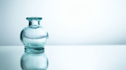 Minimalist Glass Vase Decor, White Background, Clean Product Photography, Soft Diffused Light, Realistic Reflections, Simple Aesthetic