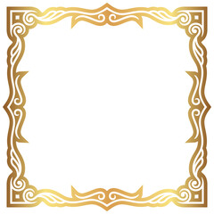 Ornate Golden Square Frame with Intricate Filigree Design on Black Background
