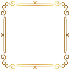 Ornate Golden Frame with Scrollwork on Black Background Decorative Square Border Elegant Design and Glistening Accents