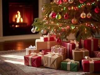 Cozy living room decorated for Christmas