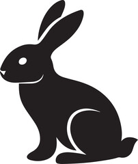 Black rabbit sitting animal mammal silhouette vector, black and white silhouette vector illustration