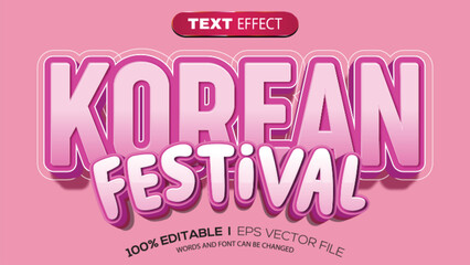 3d text effect korean festival theme