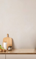 Clean contemporary kitchen with natural wood and simple decor