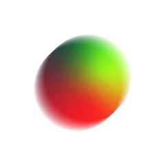Abstract gradient sphere with red, green, and yellow hues isolated on transparent background
