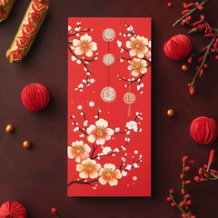 red envelope, new year, asian festival, illustration, background, cover, advertisement, card, pattern, celebration, gift, symbol