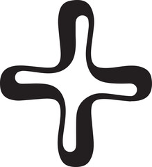 Black rounded cross shape symbol graphic silhouette vector, black and white silhouette vector illustration