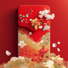 red envelope, new year, asian festival, illustration, background, cover, advertisement, card, pattern, celebration, gift, symbol
