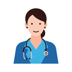 Fototapeta premium Professional female doctor with a stethoscope around her neck, smiling. The healthcare worker represents the caring profession