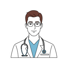 Fototapeta premium A healthcare professional in a lab coat with a stethoscope, ready to provide medical care and assistance. This image is perfect for illustrating medical concepts and patient interactions.