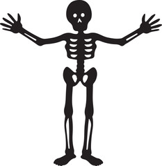 Black skeleton silhouette vector, black and white silhouette vector illustration