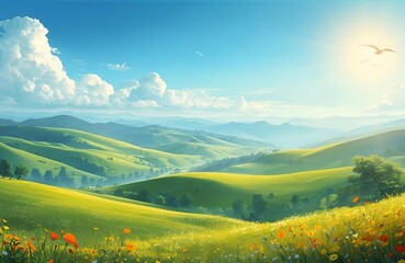 Obraz premium summer landscape with mountains