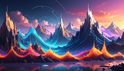 Colorful Abstract Mountainous Landscape of the Imagination