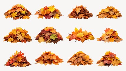 Pile of Autumn leaves element set