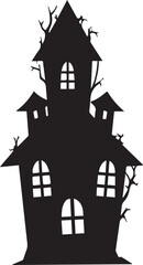 Spooky old house  silhouette vector, black and white silhouette vector illustration